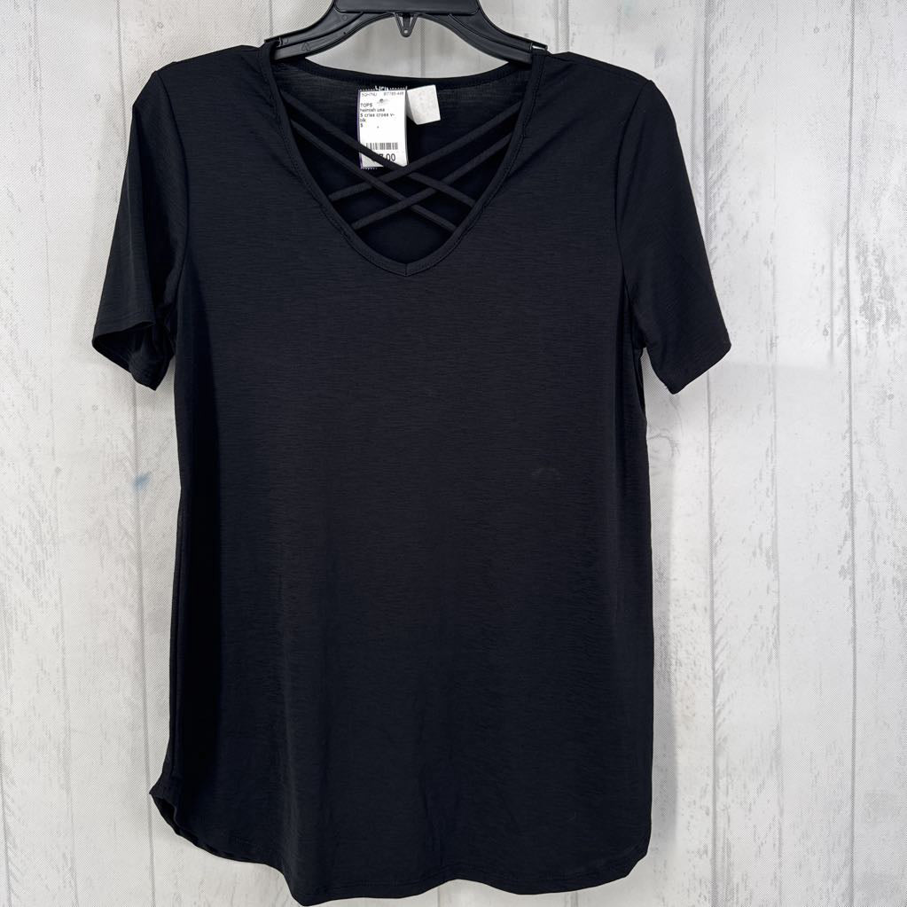 S criss cross v-neck s/s top