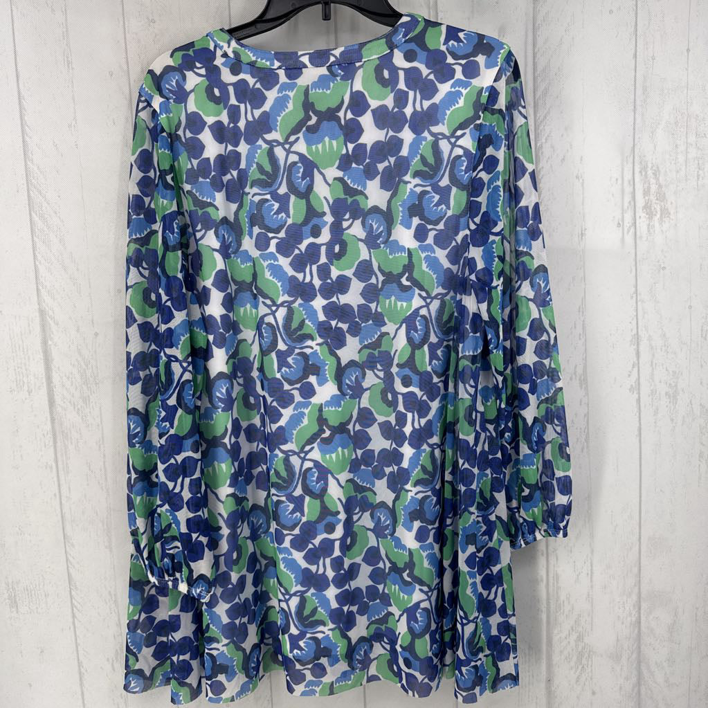 L l/s floral pleated dress