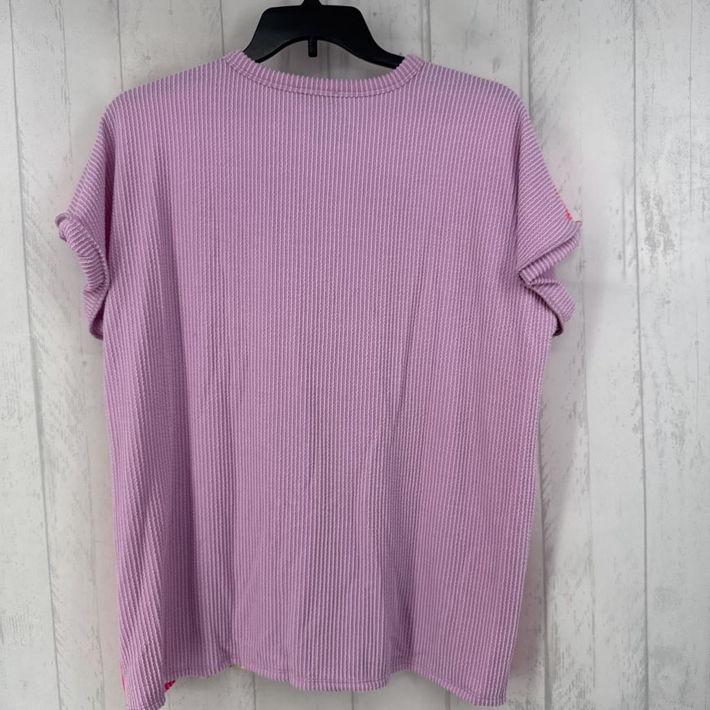 M textured crewneck floral s/s top