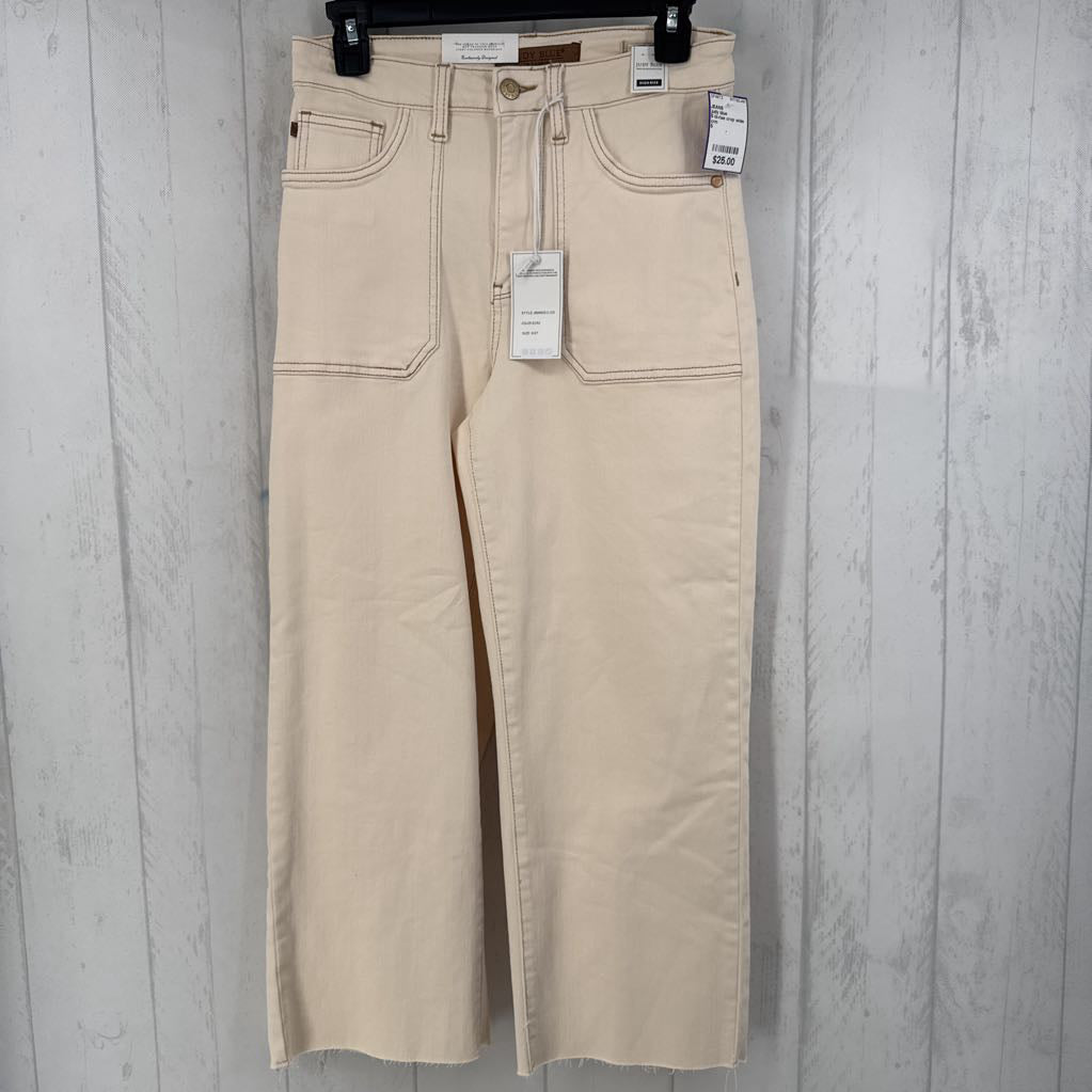 5 hi-rise crop wide leg jeans