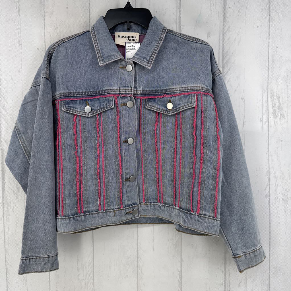 S frayed denim jacket
