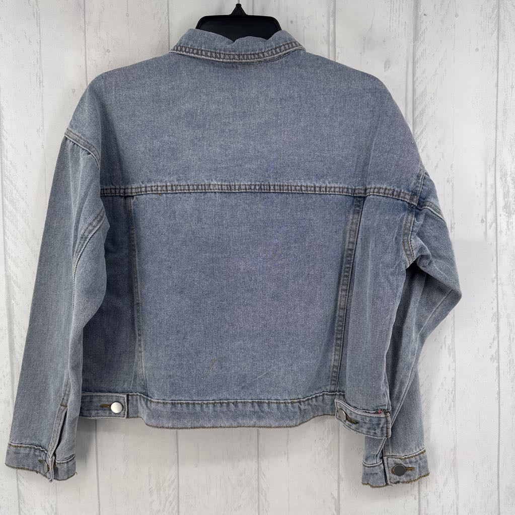 S frayed denim jacket
