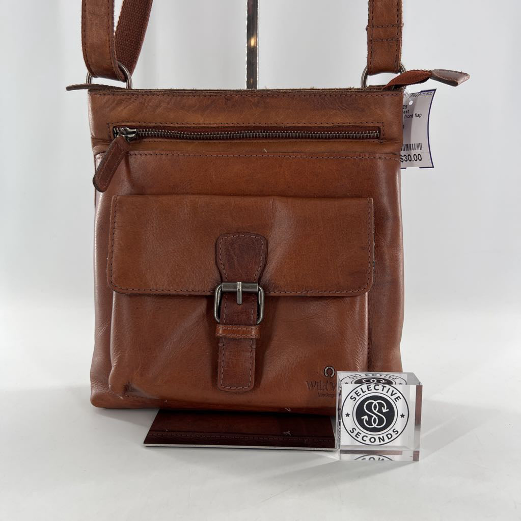 leather front flap crossbody