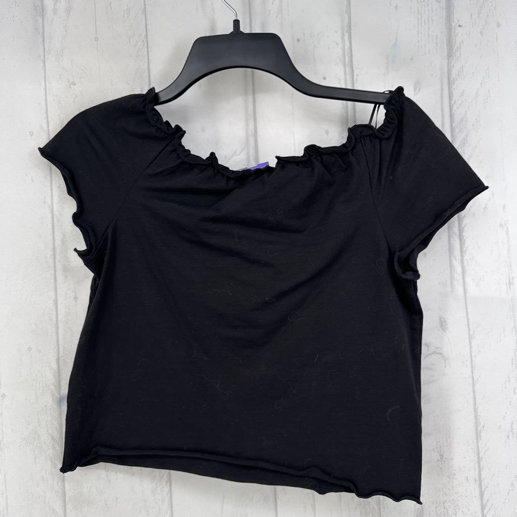 M gathered neckline s/s crop top