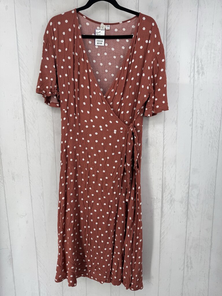 L polka dot wrapdress s/s