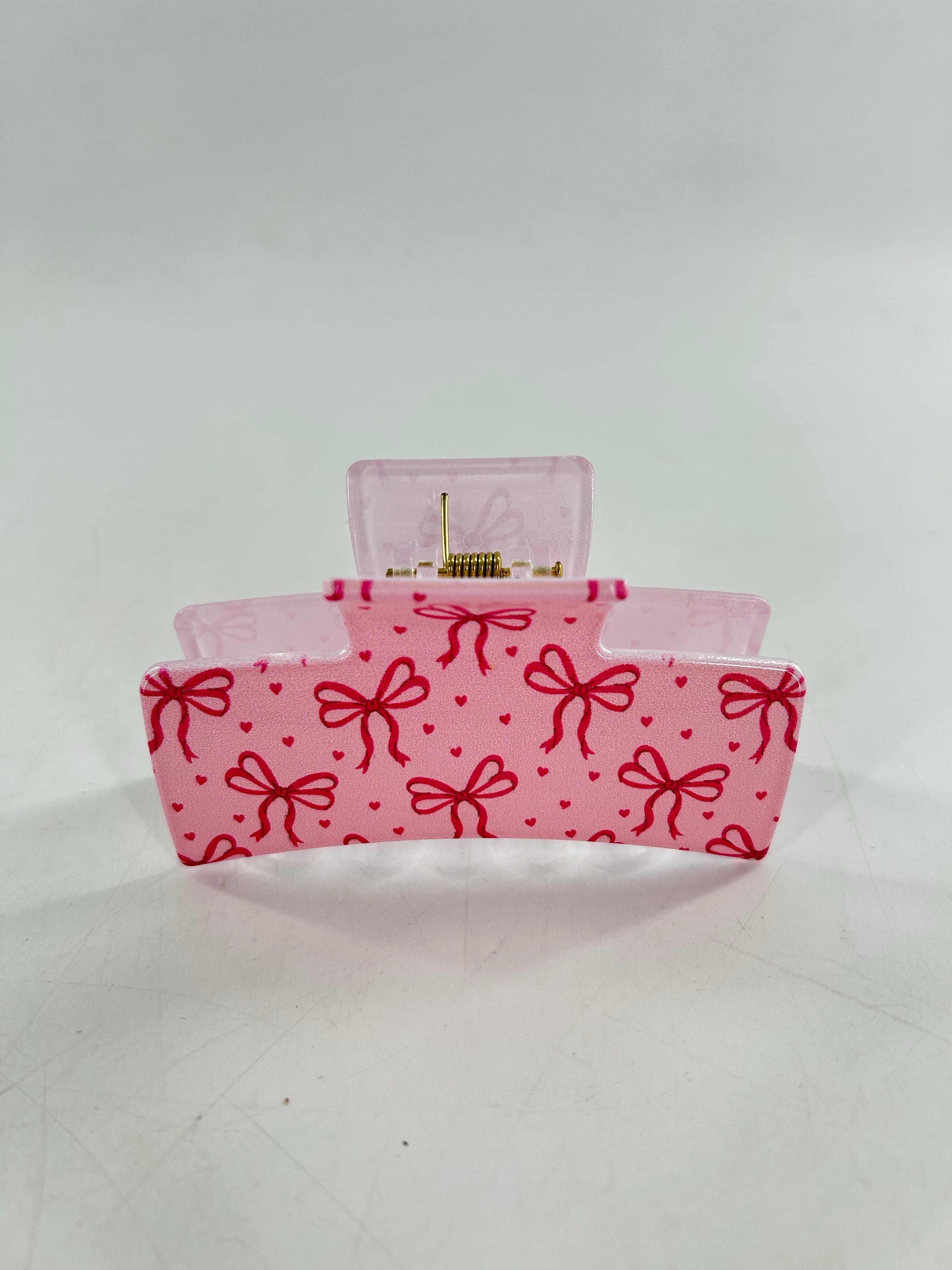 hair clip-pink bows
