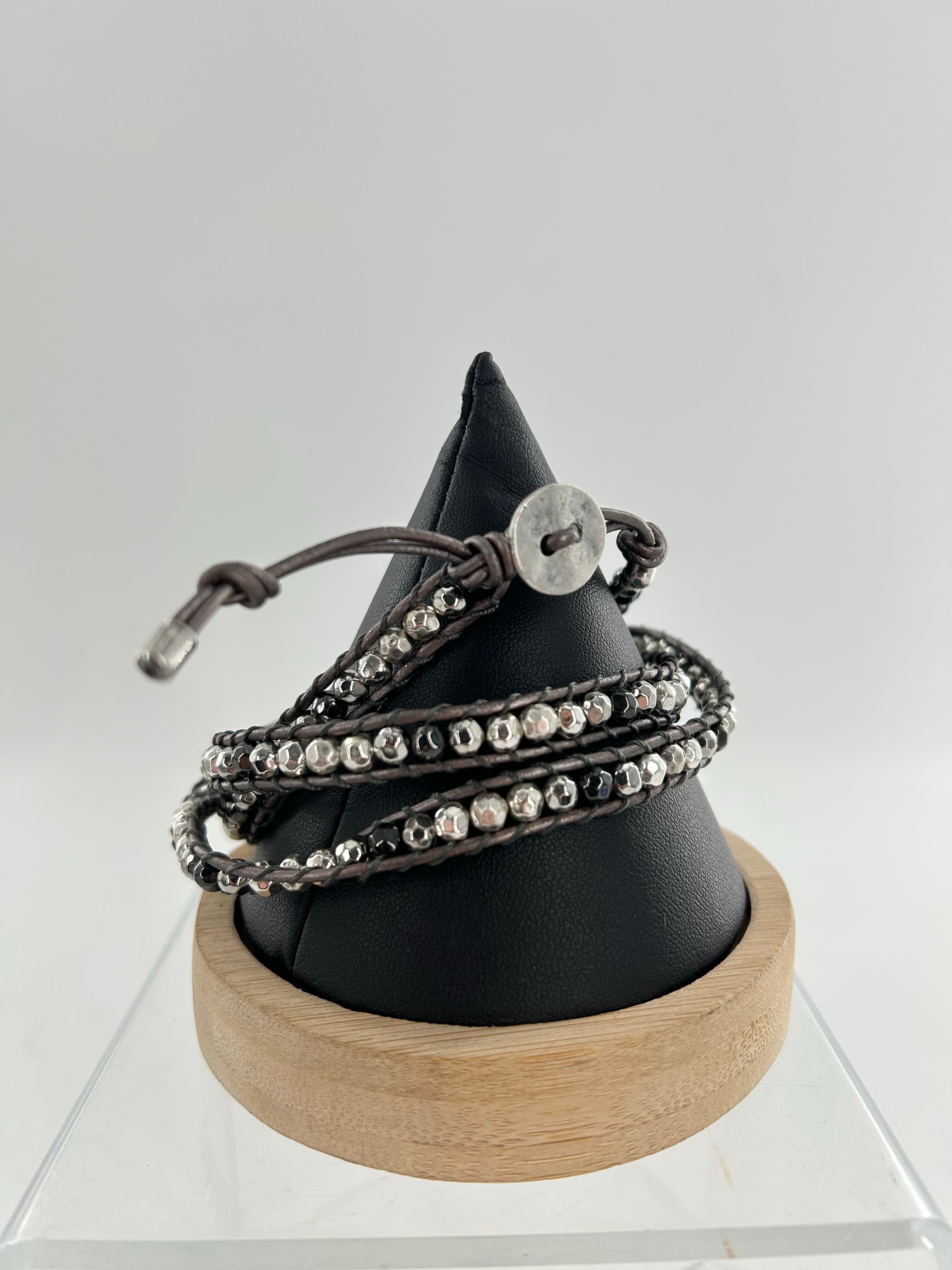 beaded wrap bracelet-gry