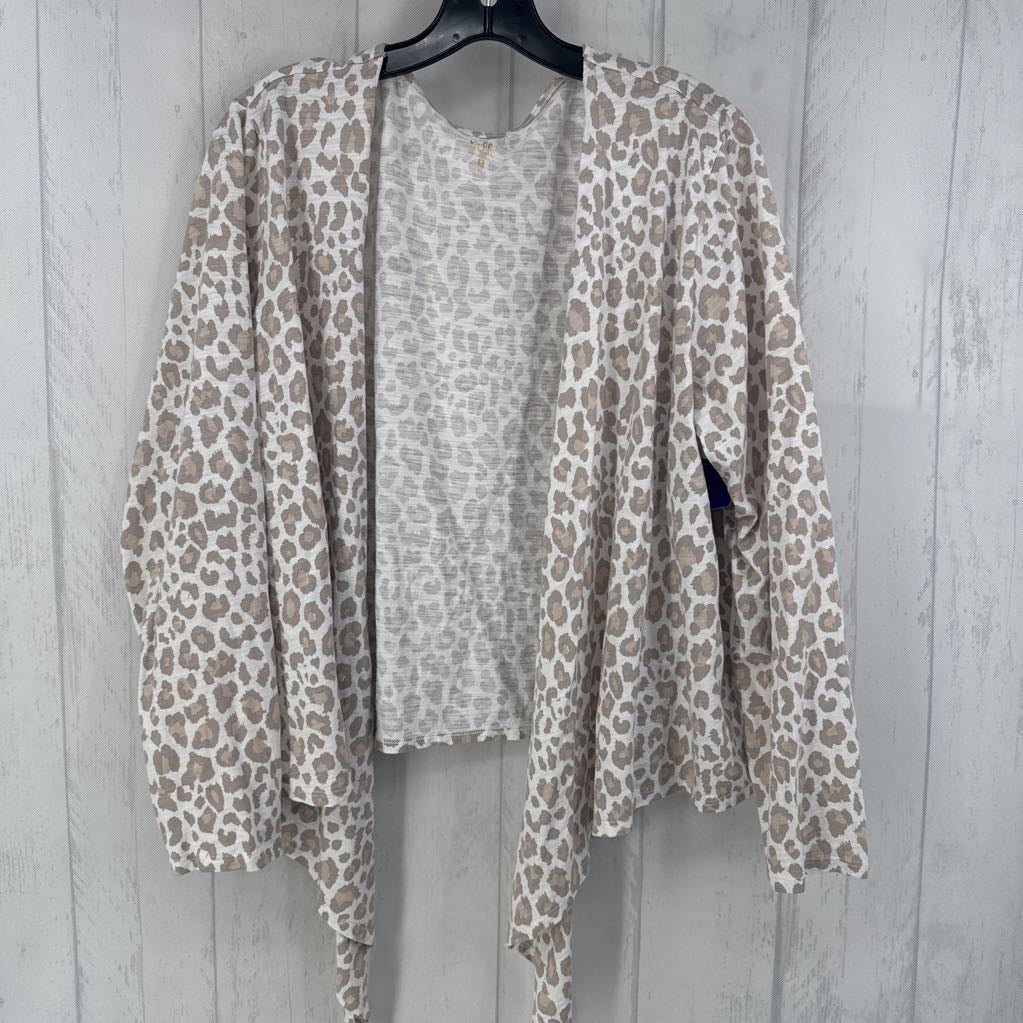 XL animal print tie front cardigan