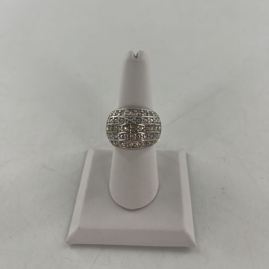 sz8 silver rhinestone cocktail ring