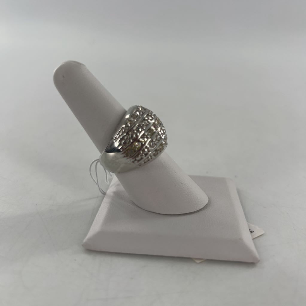 sz8 silver rhinestone cocktail ring