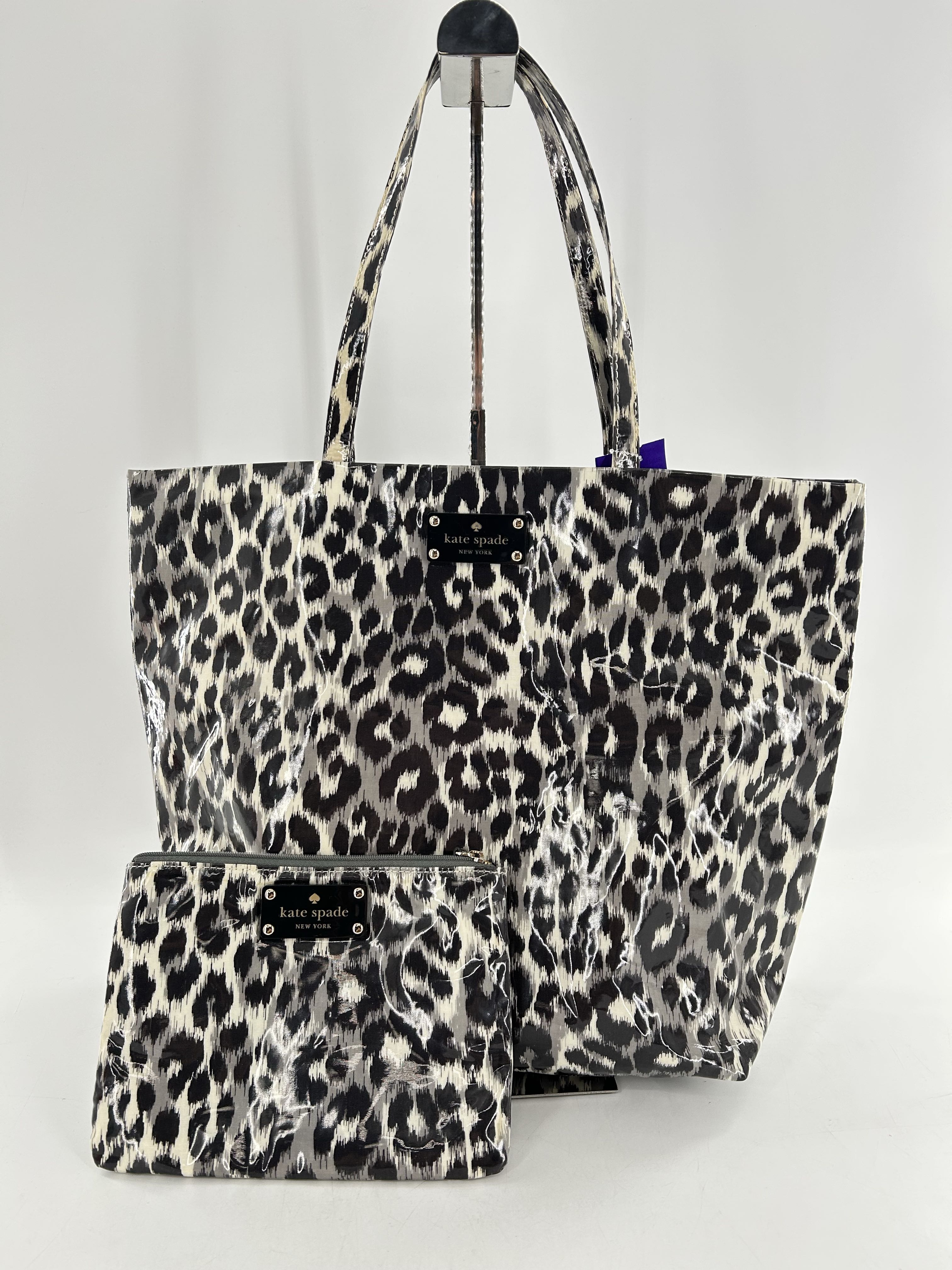 2pc animal print tote bag & pouch