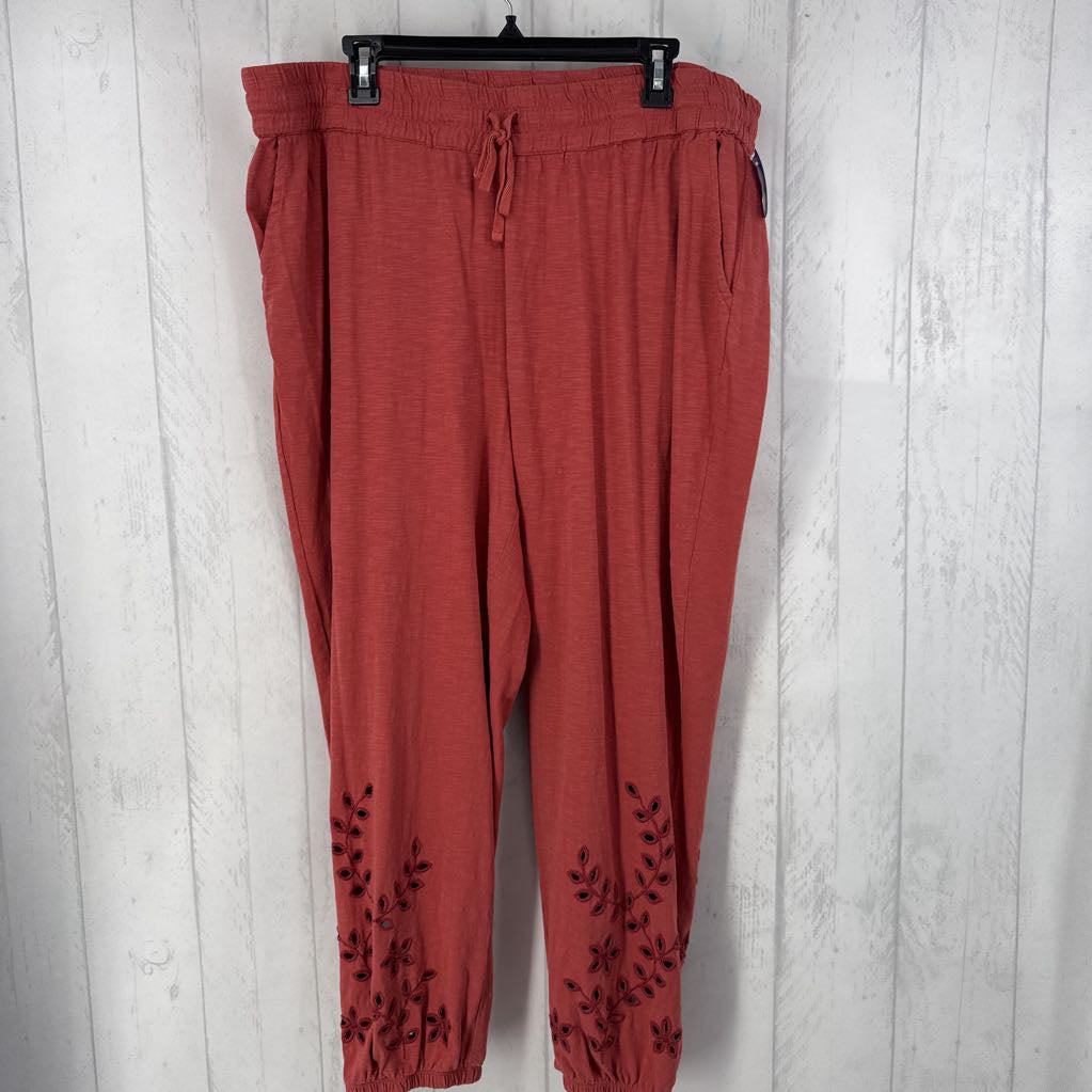 1X eyelet detail pull-on joggers