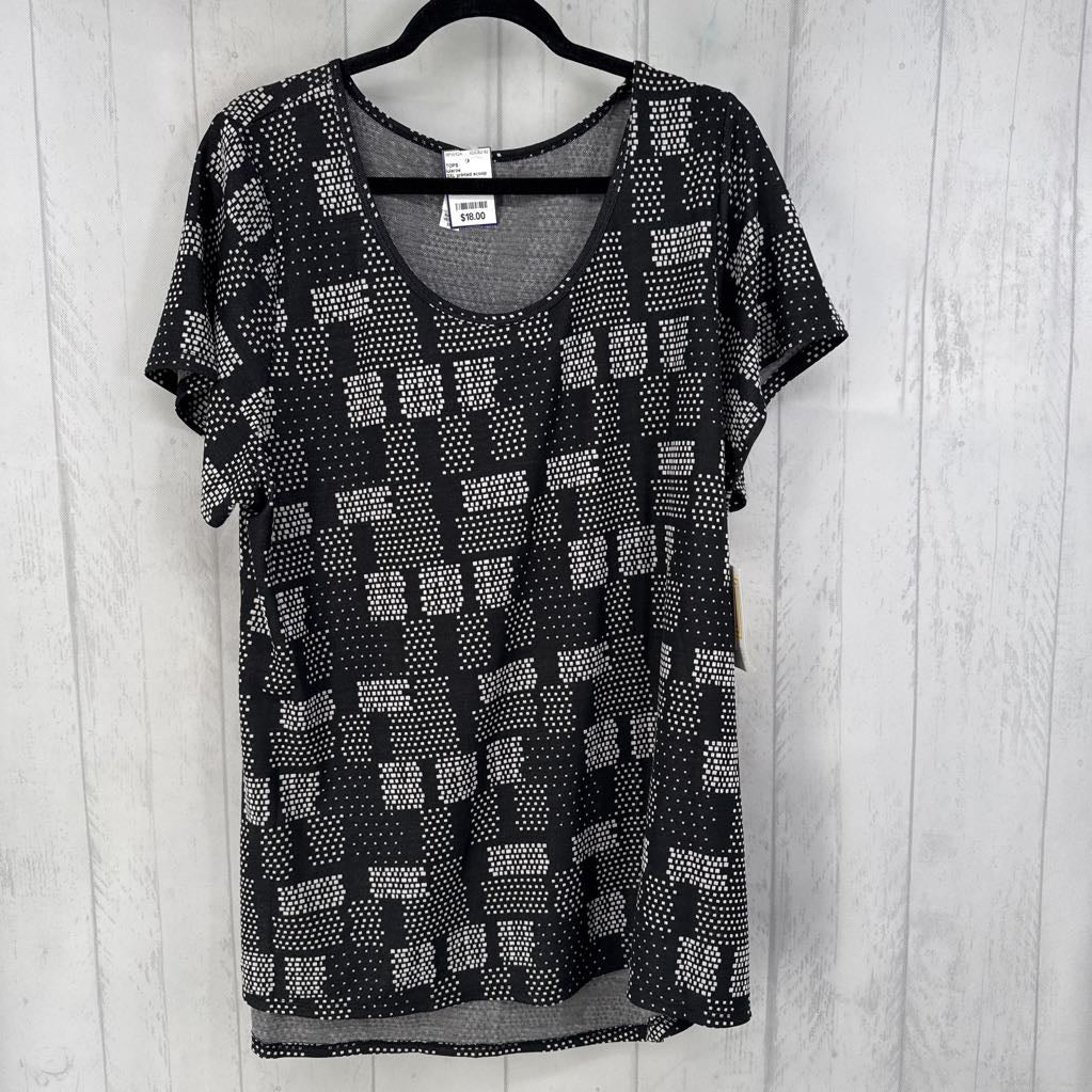 3XL printed scoop neck s/s tee