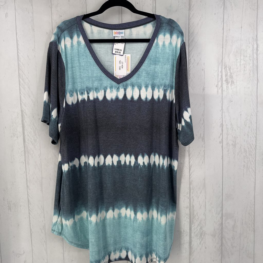 2XL tie-dye v-neck s/s tee