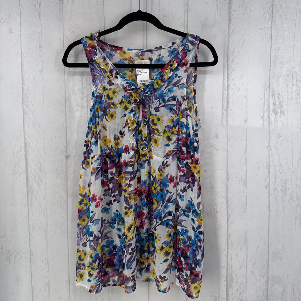 M flo print ruffled tank