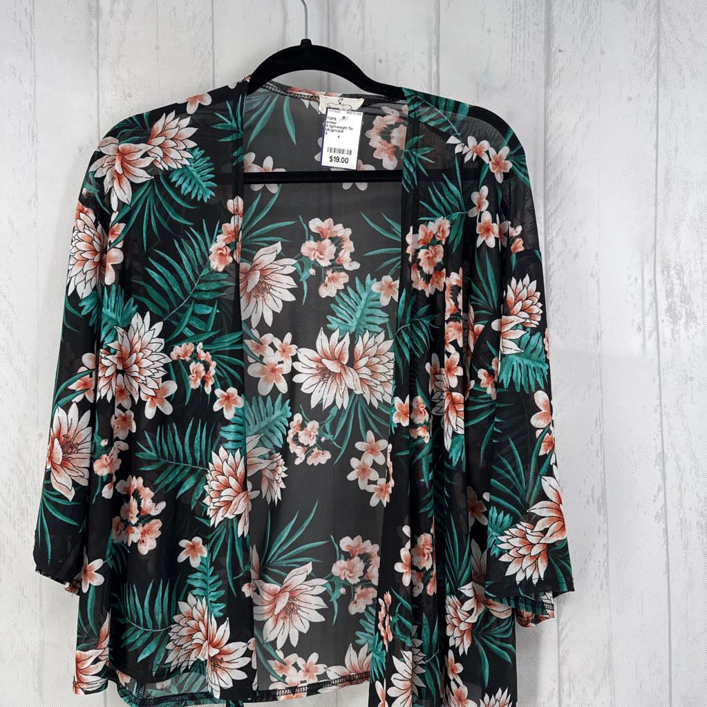 S lightweight flo print 3/4 slv cardi
