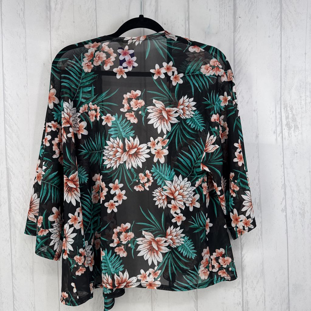 S lightweight flo print 3/4 slv cardi