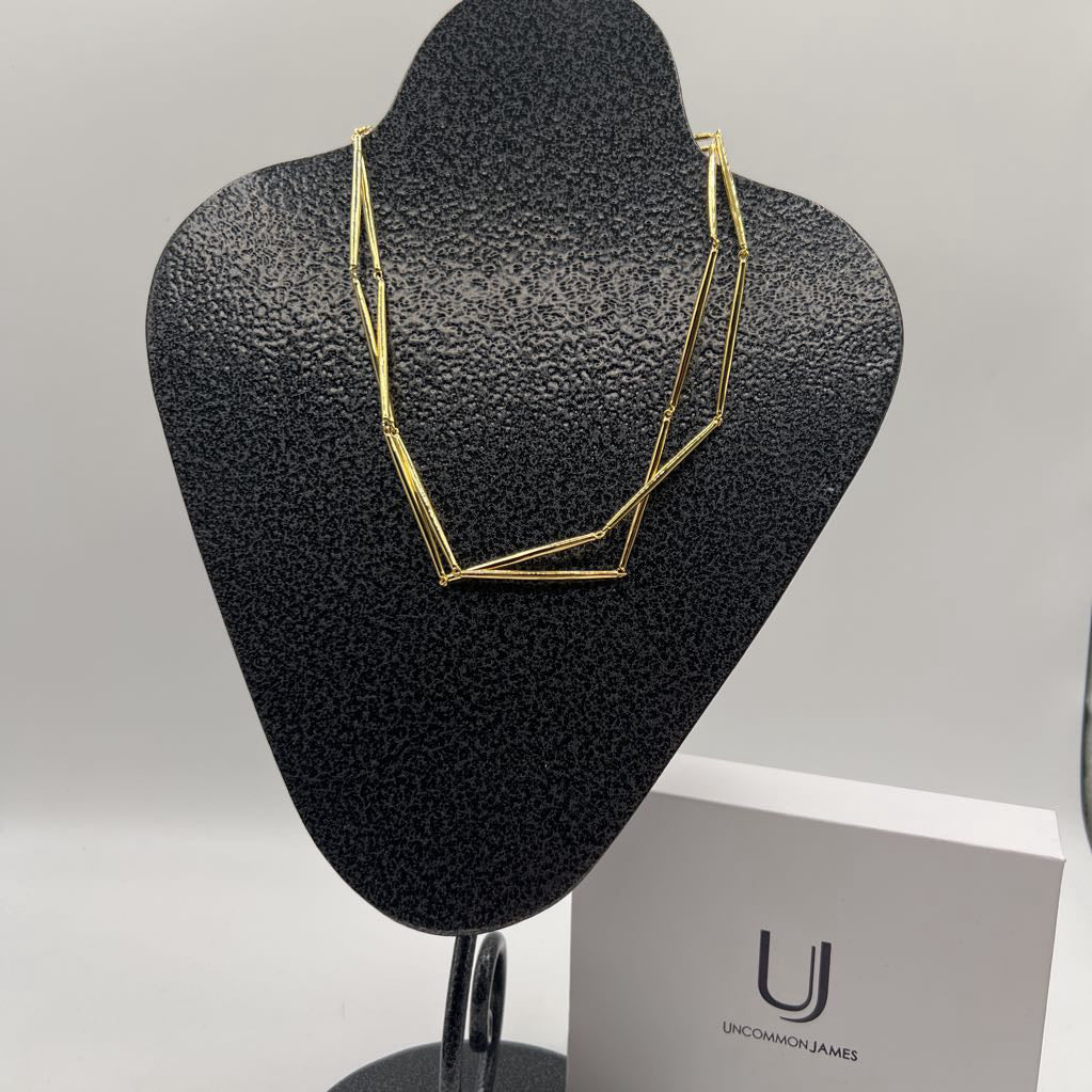 gold tone double edge necklace
