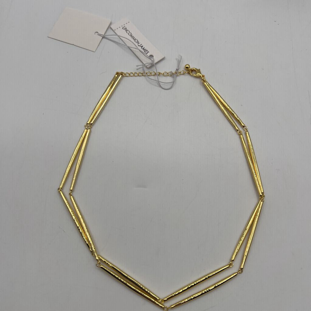 gold tone double edge necklace