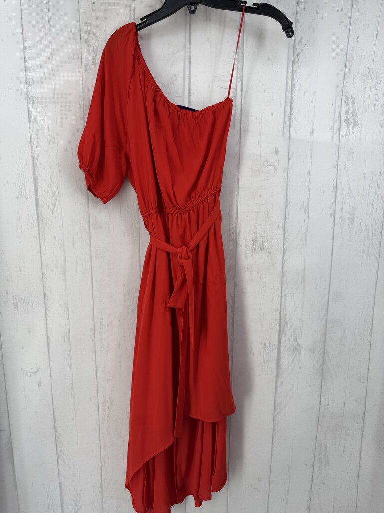 M cold shoulder belted hi-lo dress
