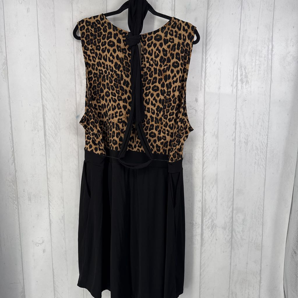 5X animal print belted slvls dress