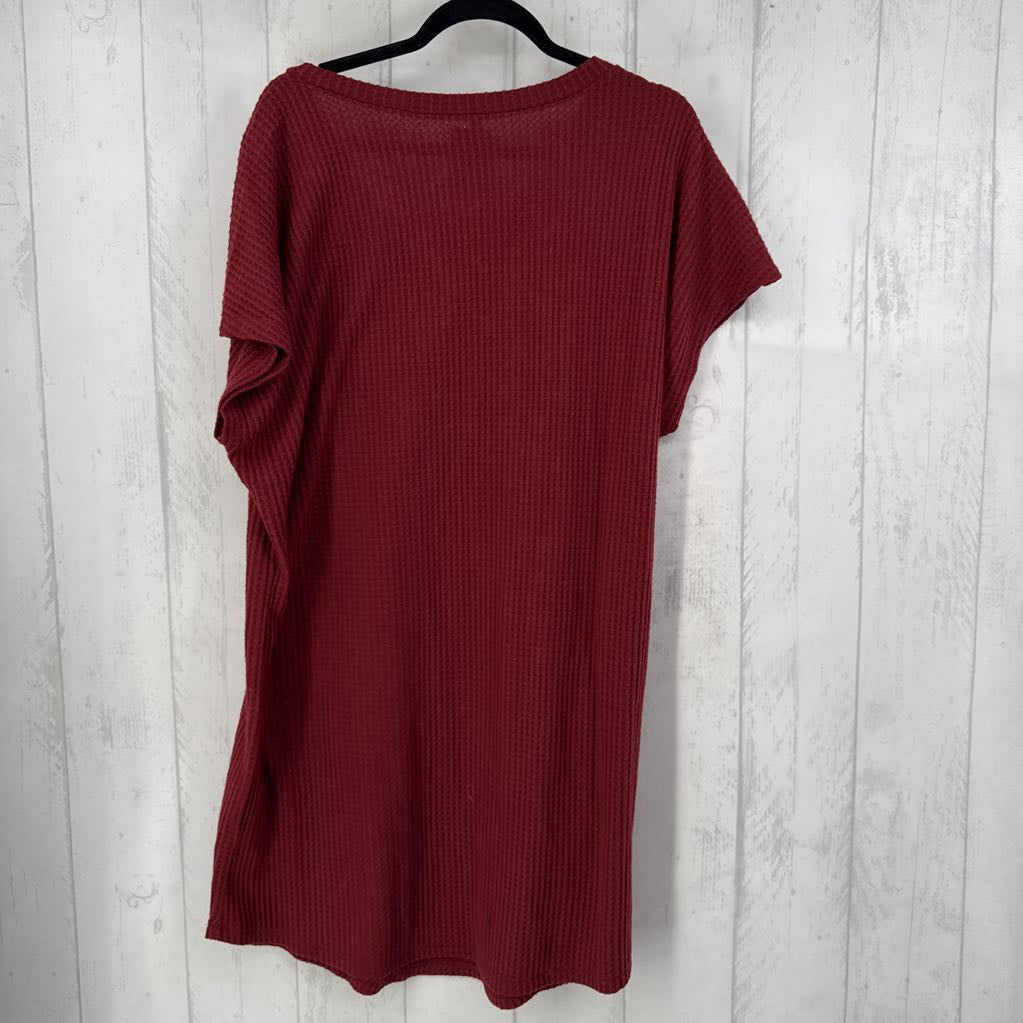 2X waffle knit v-neck s/s dress
