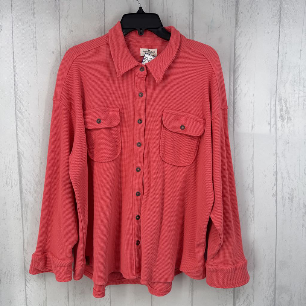 R50 S waffle knit button down l/s top