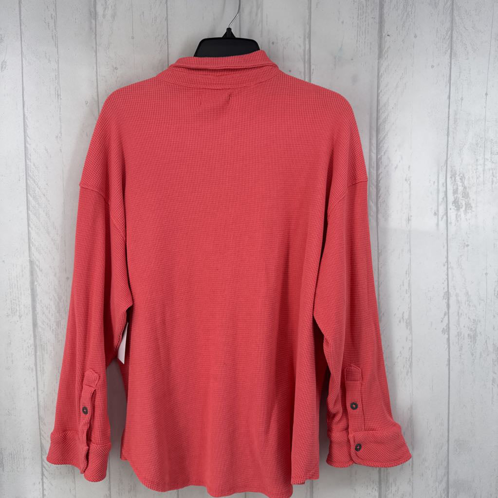 R50 S waffle knit button down l/s top