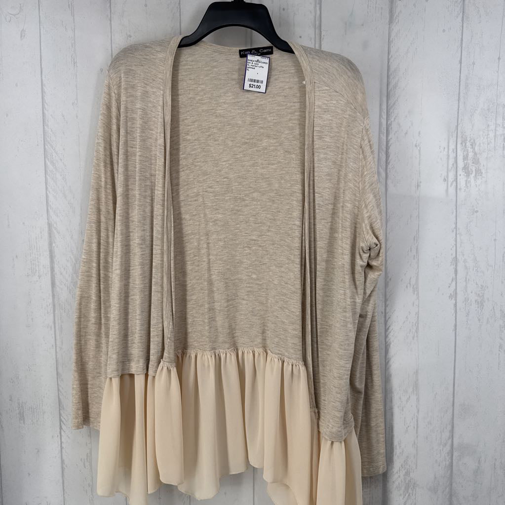 XL marled ruffle hem l/s cardi