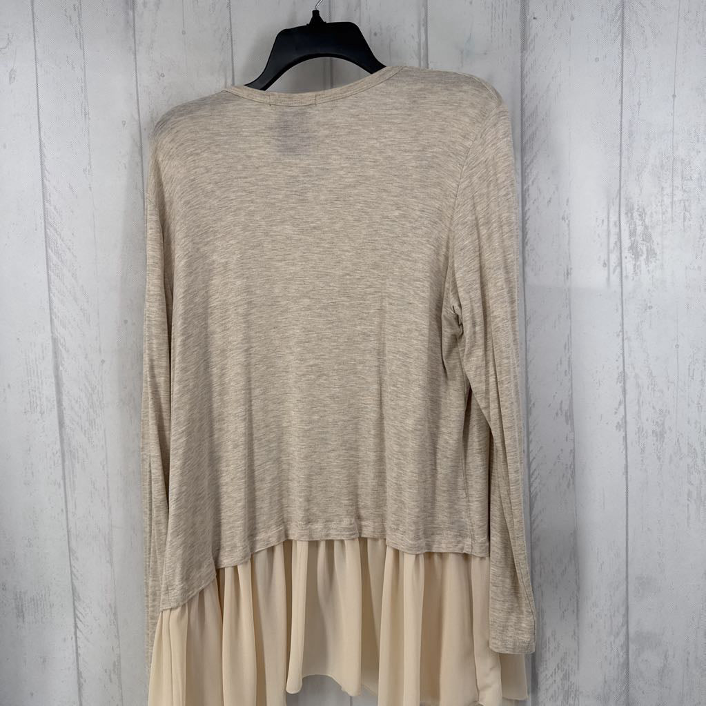 XL marled ruffle hem l/s cardi