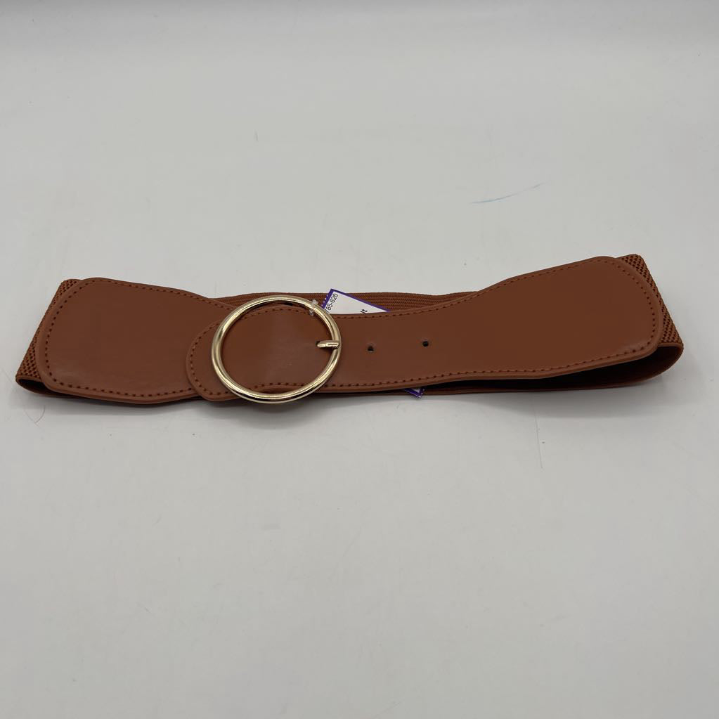 brown stretch belt w/ gold buckle