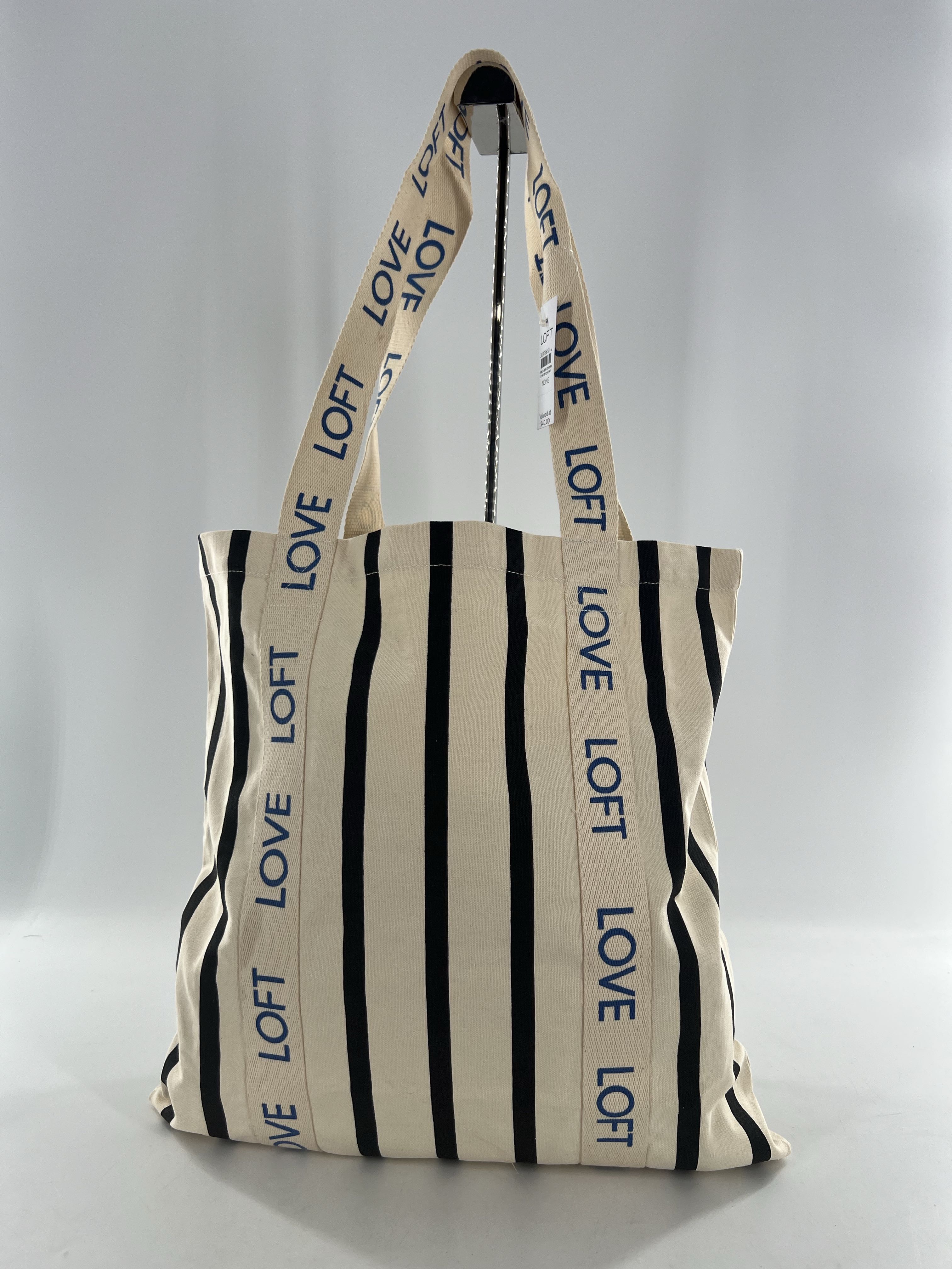 stripe canvas tote bag