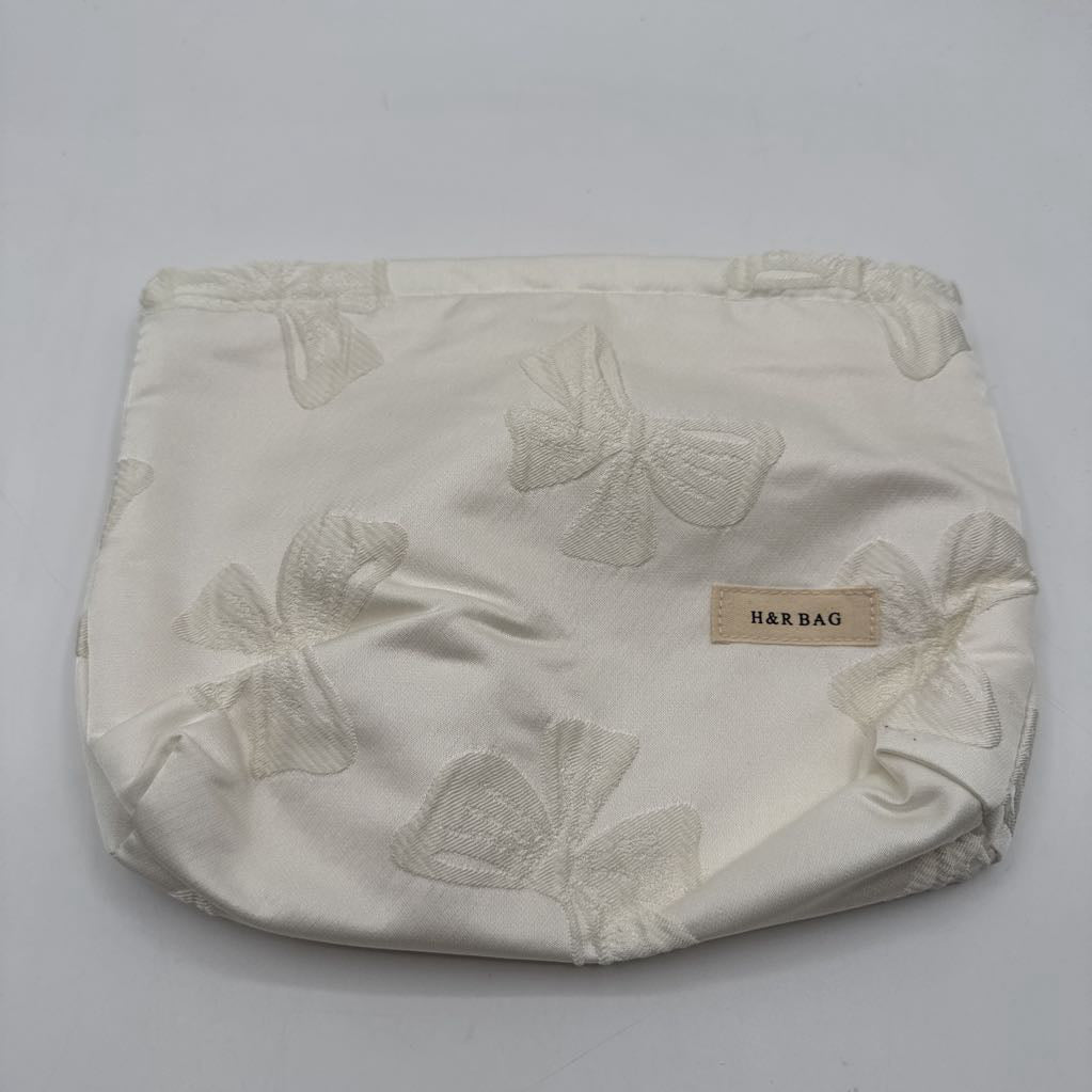 embroidered bow cosmetic bag