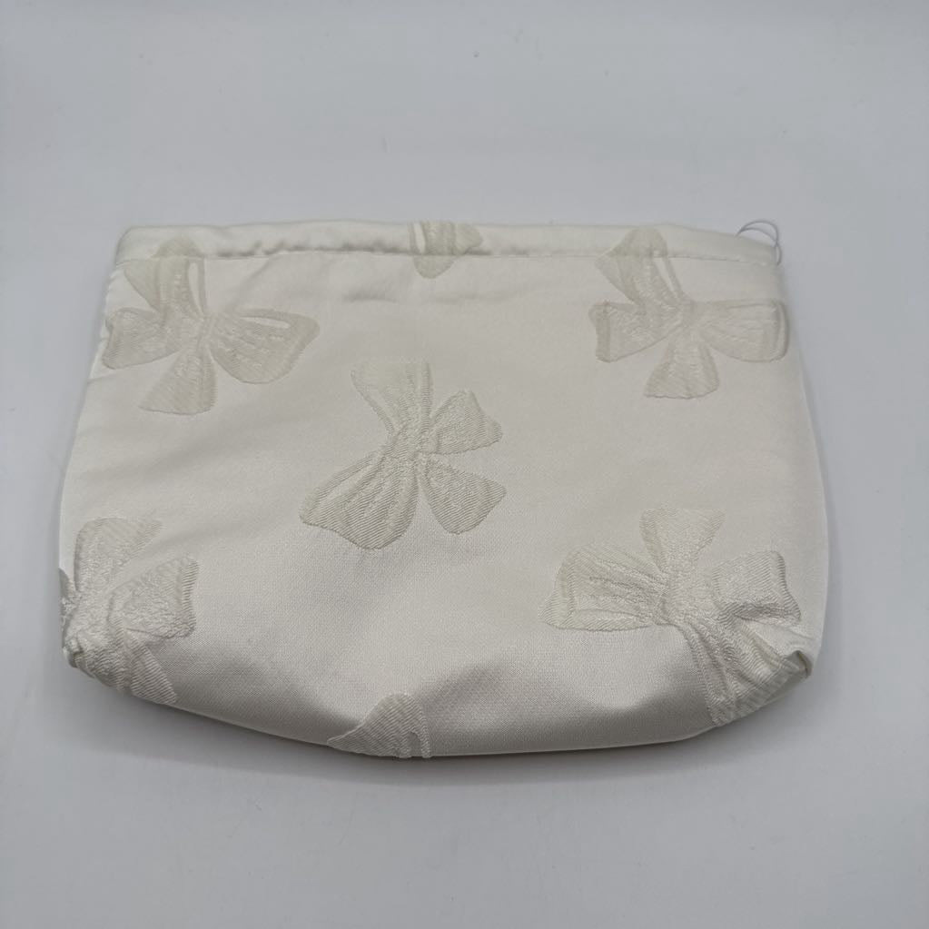 embroidered bow cosmetic bag