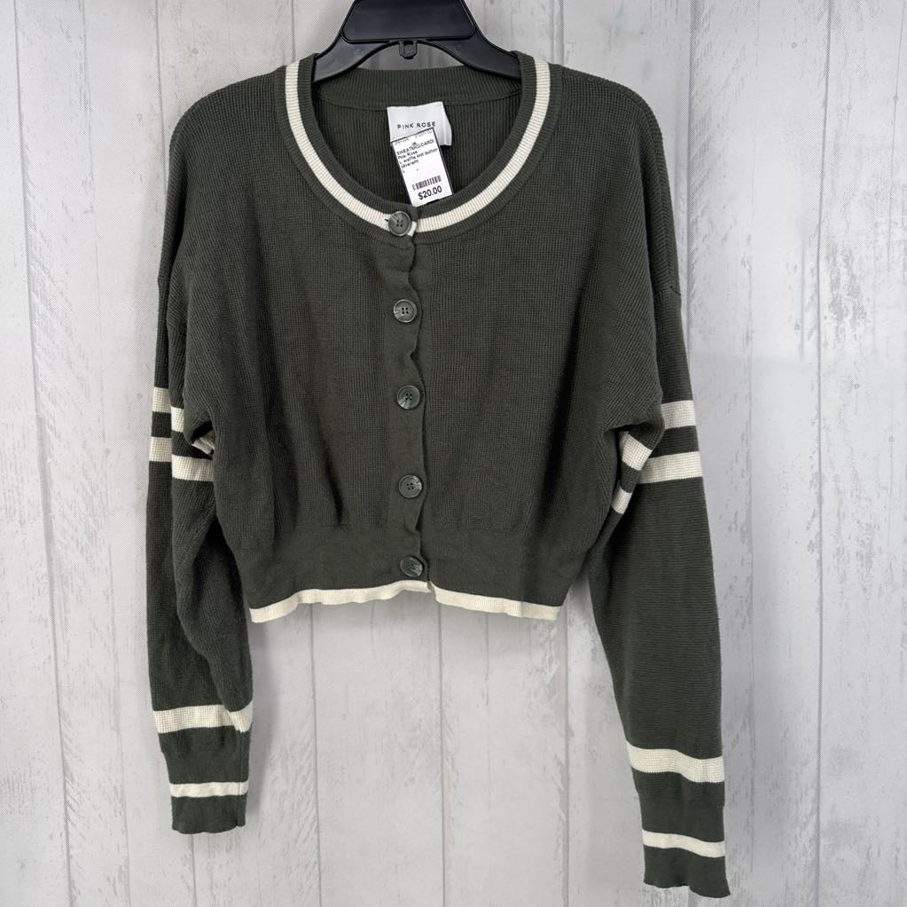 L waffle knit button down crop cardi