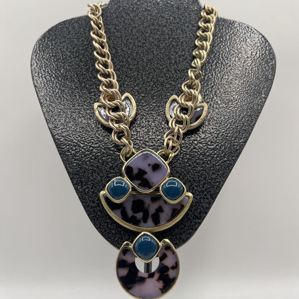 12" goldtone purple tortoise accent necklace