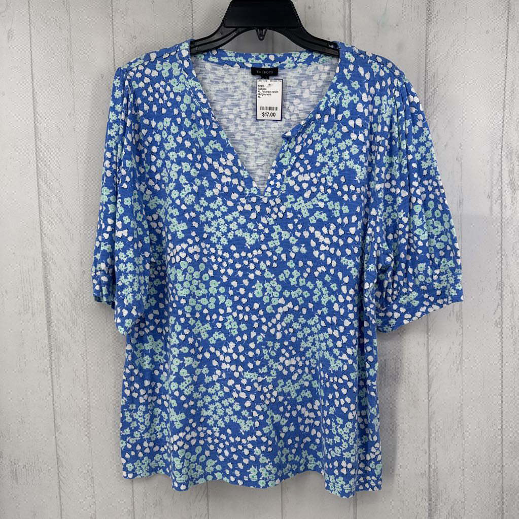 XL flo print notch neck s/s tee