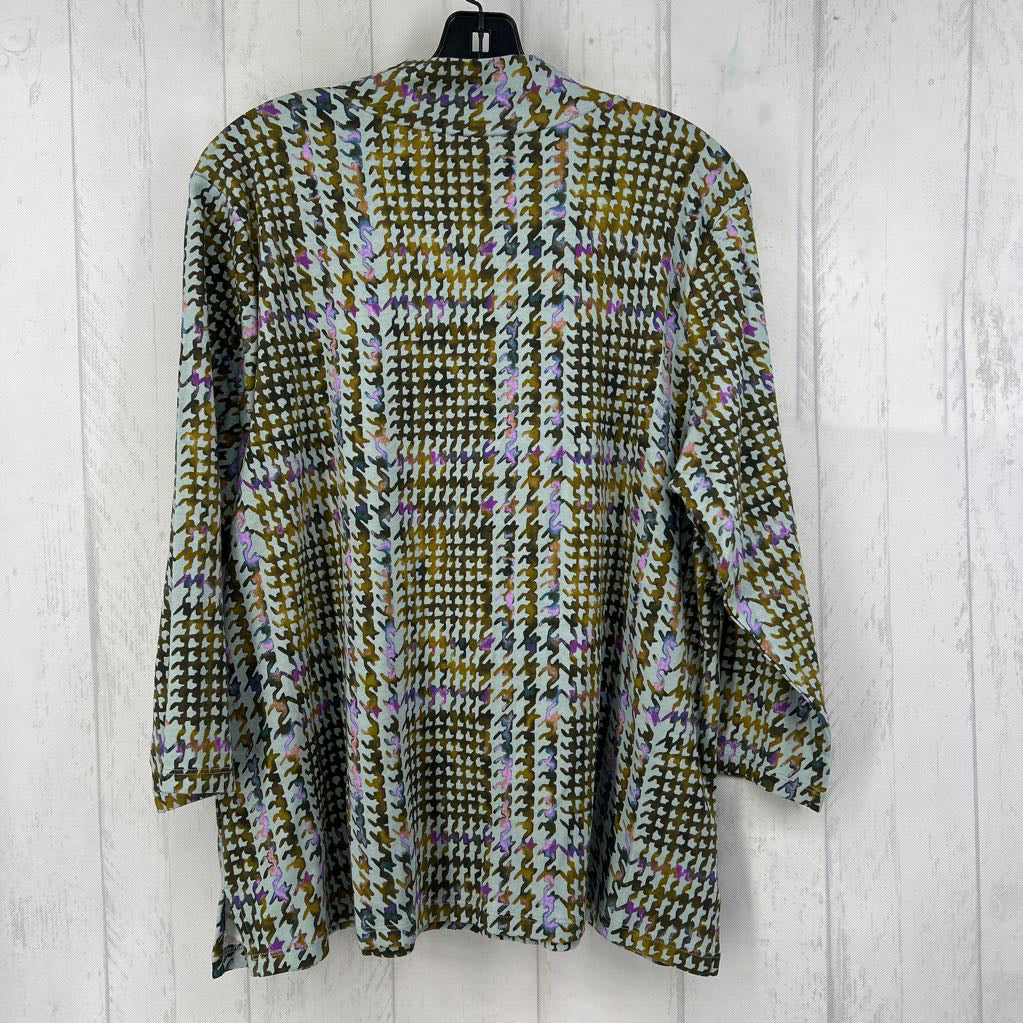 XL printed mock neck 3/4 slv top