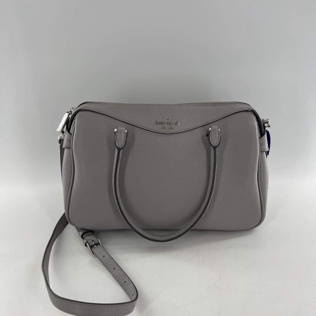 pebbled dual top handle satchel