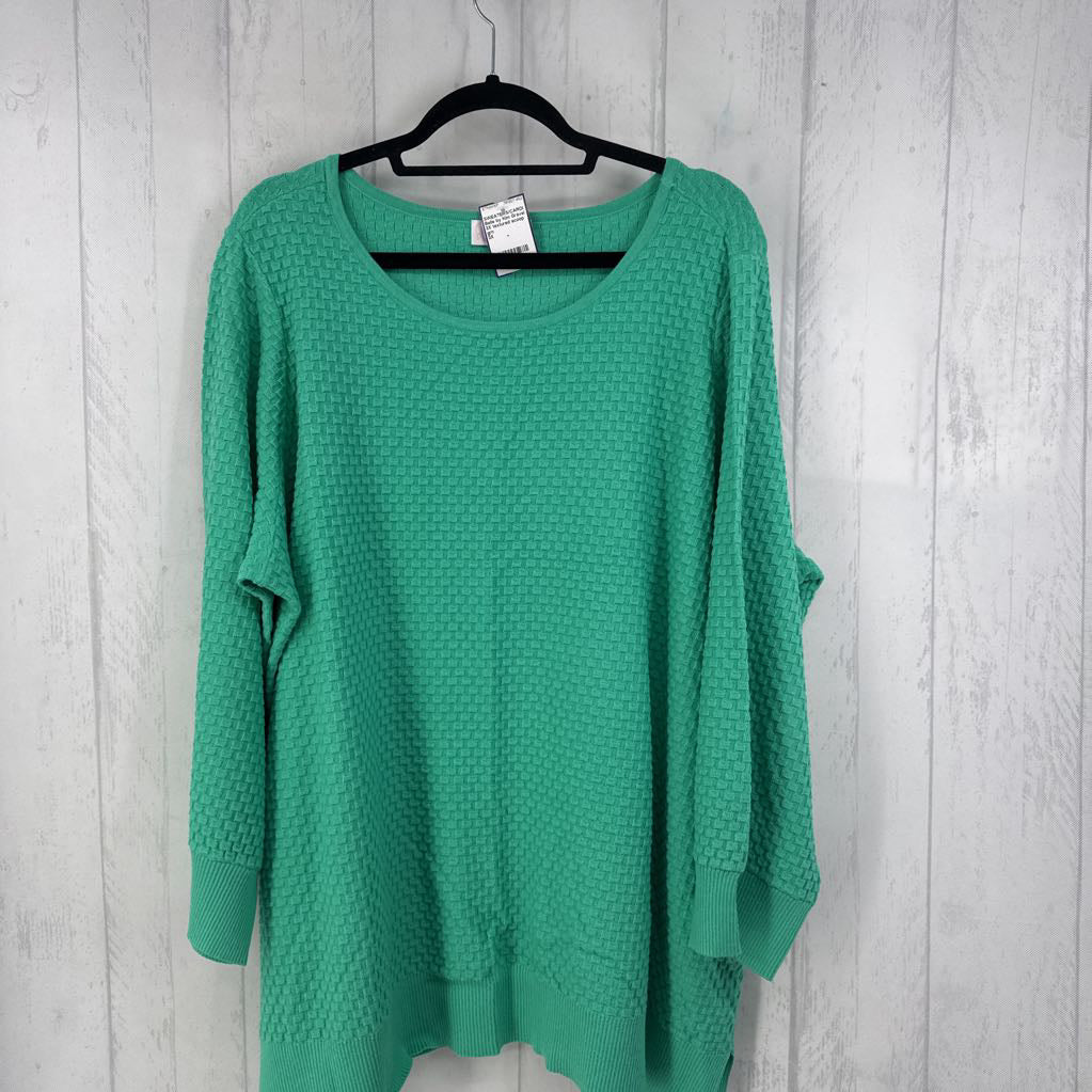 3X textured scoop neck sweater