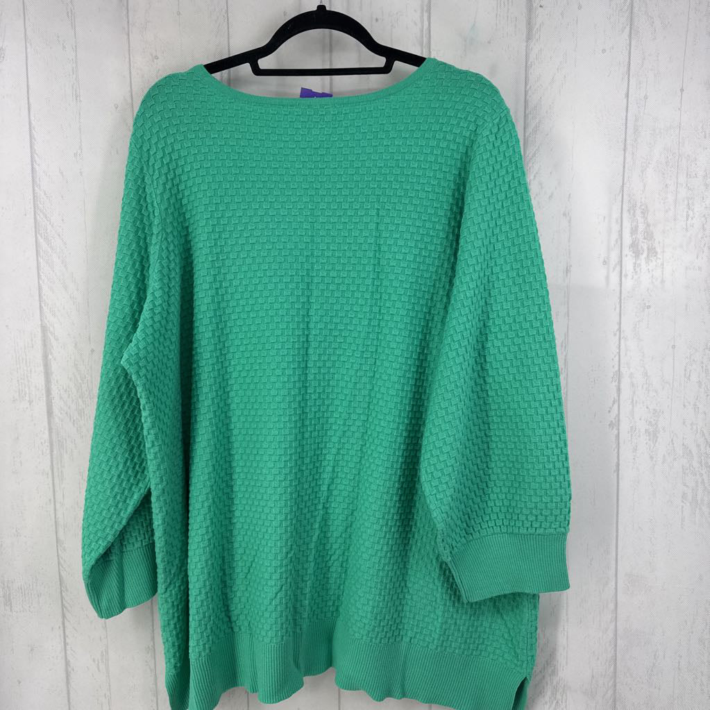 3X textured scoop neck sweater