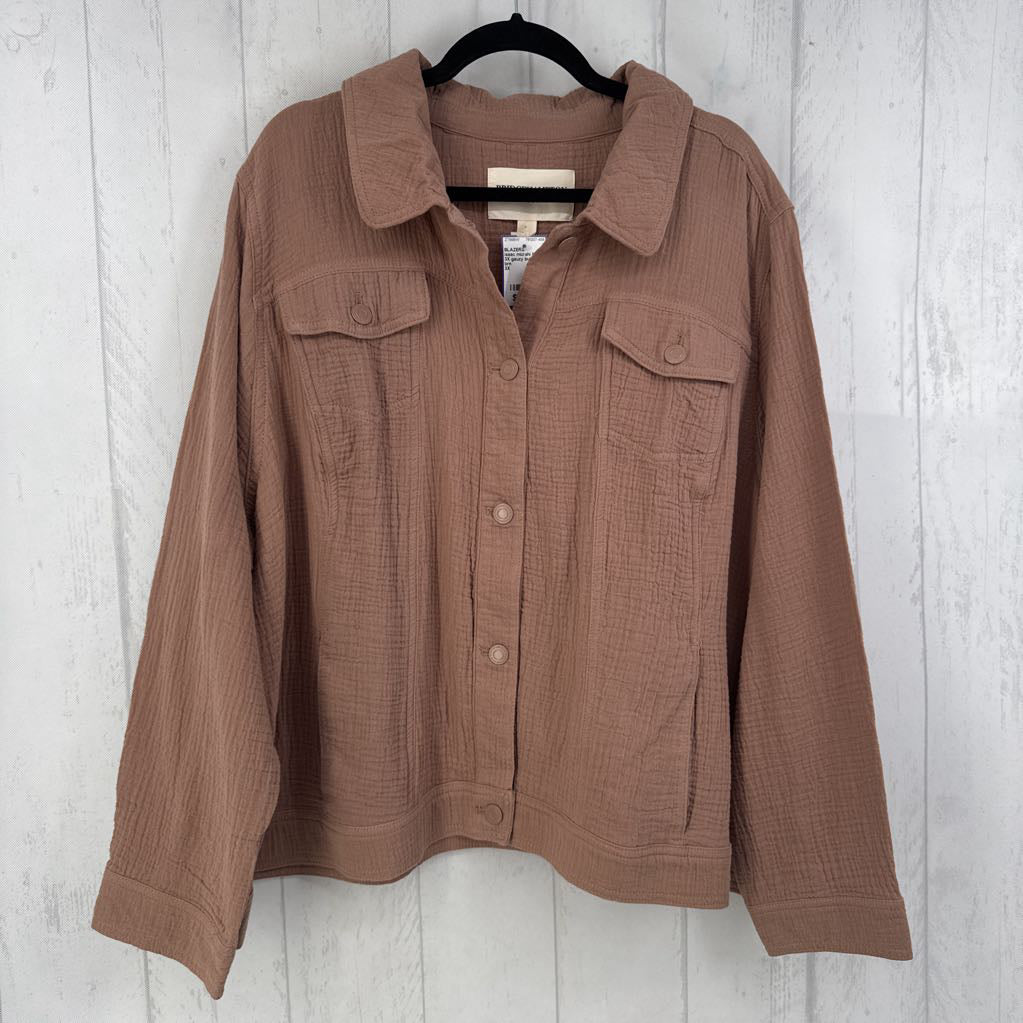 3X gauzy button down jacket