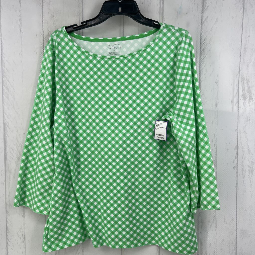 XL plaid 3/4 slv top