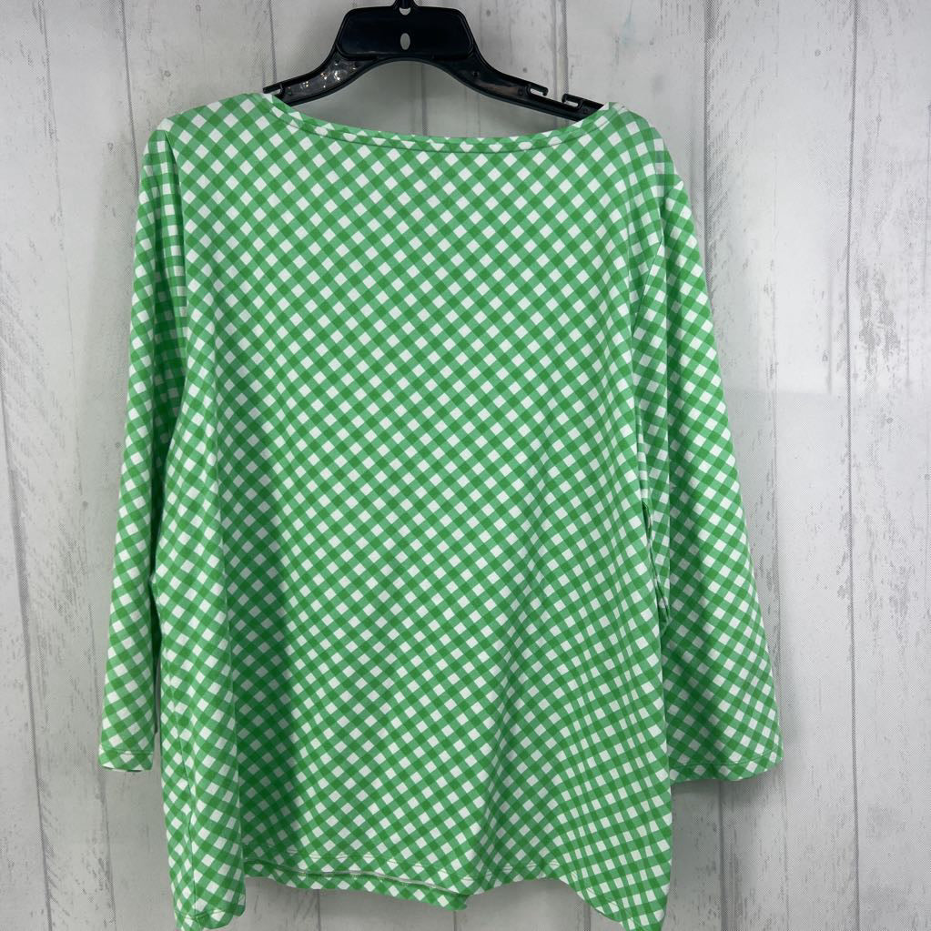 XL plaid 3/4 slv top