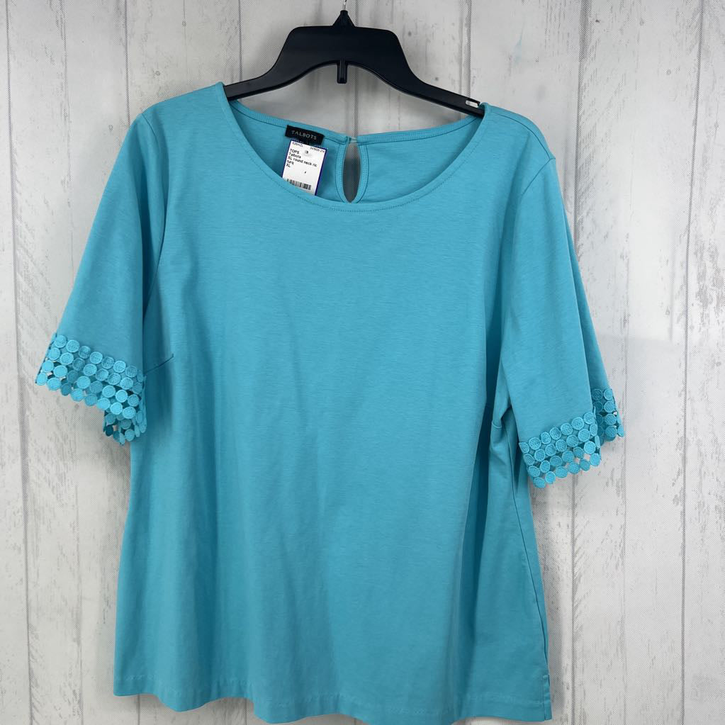 XL round neck ric rac slv top s/s