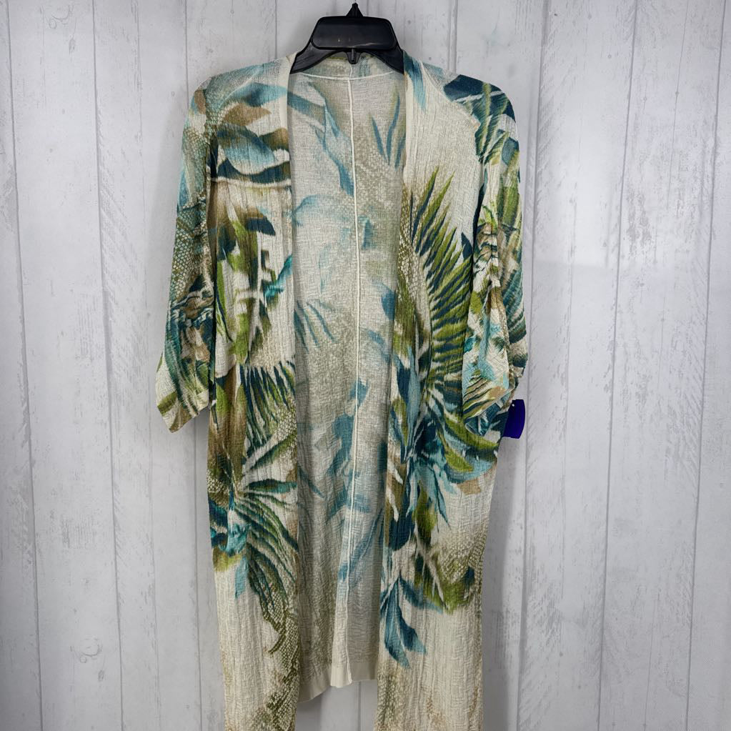 XL leaf print elbow slv lightweight cardi