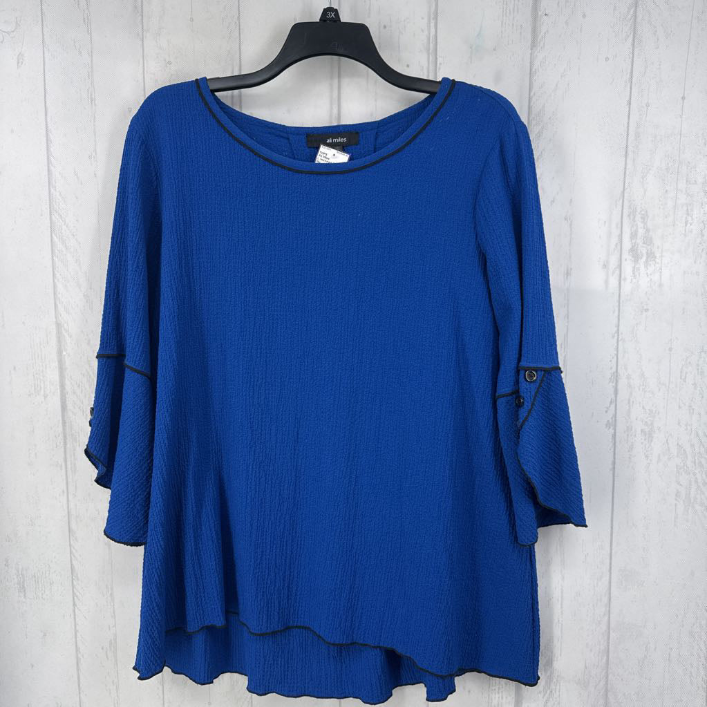 L textured flutter slv top