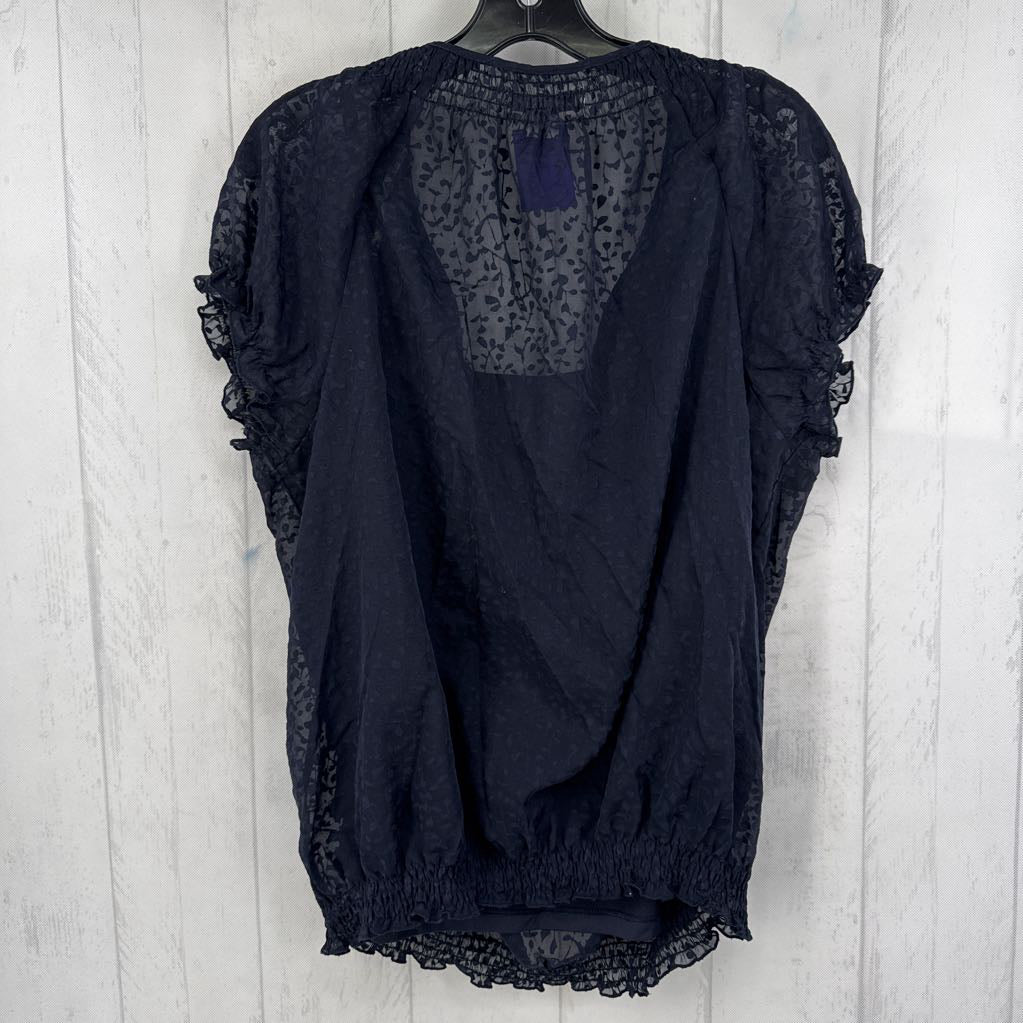 XL smocked tie front s/s top