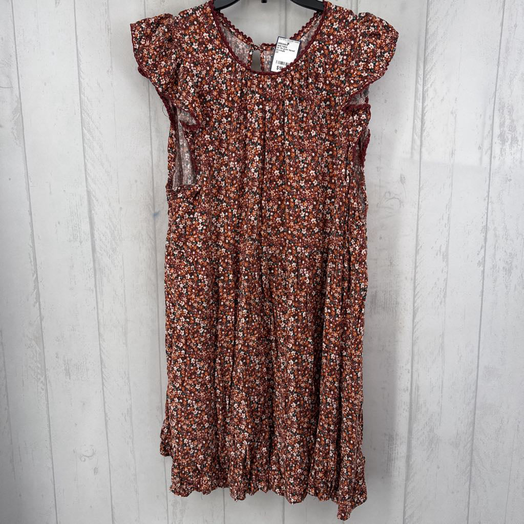 2X flo print tiered flutter slv dress