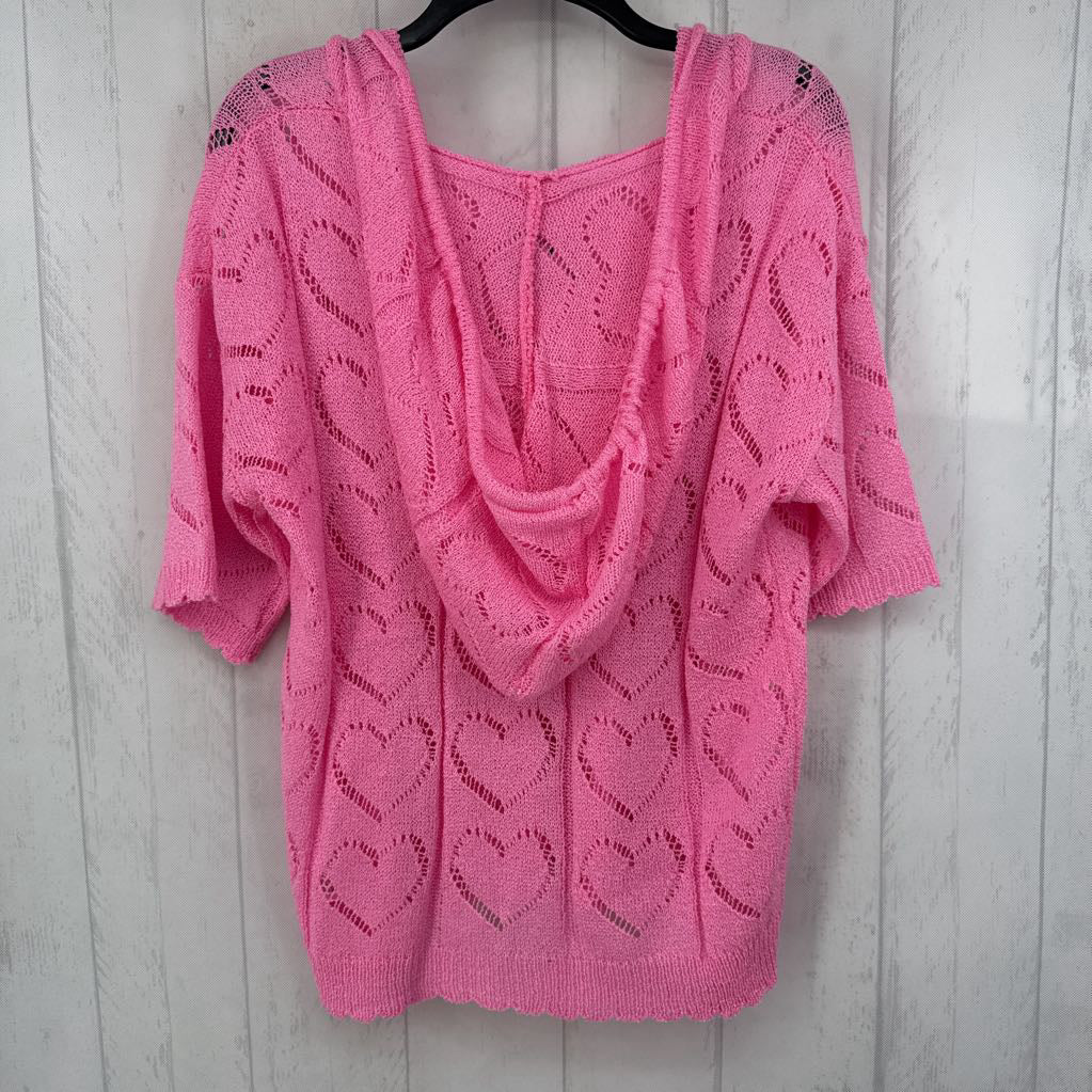 S crochet hooded s/s top